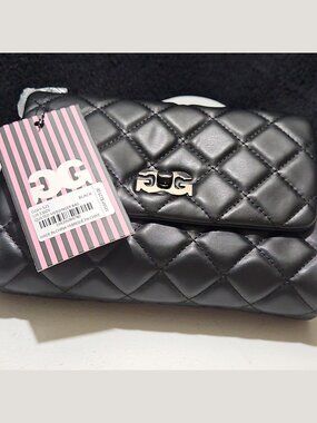 Gilda Paris Black Quilted Messenger Bag with GG Clasp NWT